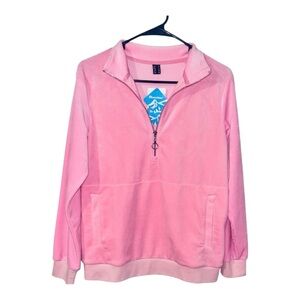 MagcoMsen Hot Pink Velveteen Half Zip. NEW!